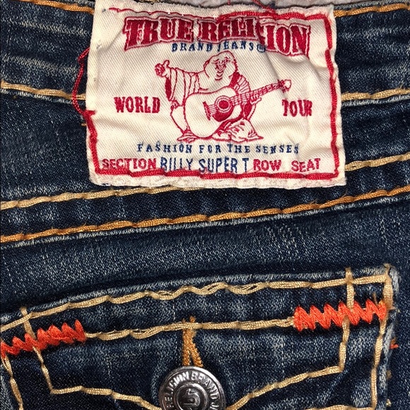 True Religion Billy Super T Blue Jeans Stitches - Picture 3 of 6